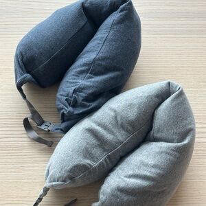 MUJI Set of Two Travel Neck Pillows in Gray and Dark Gray